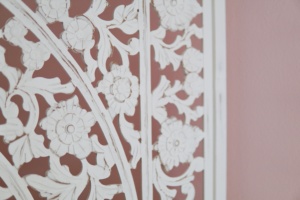 world market White Hand Carved Wood Screen