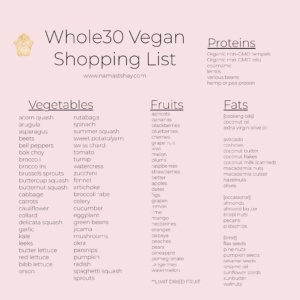 whole30 vegan shopping list